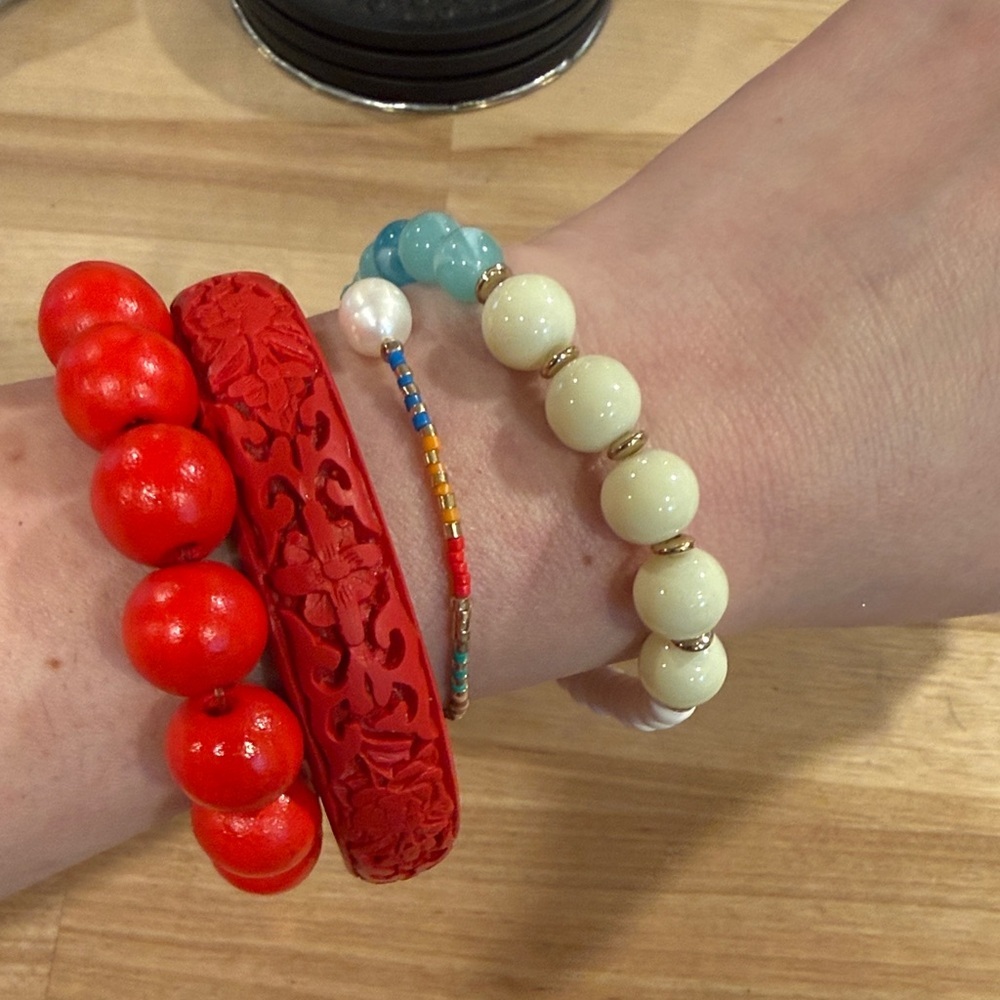 Plunder Bracelet with Blue and Cream Beads - Picture 2 of 3